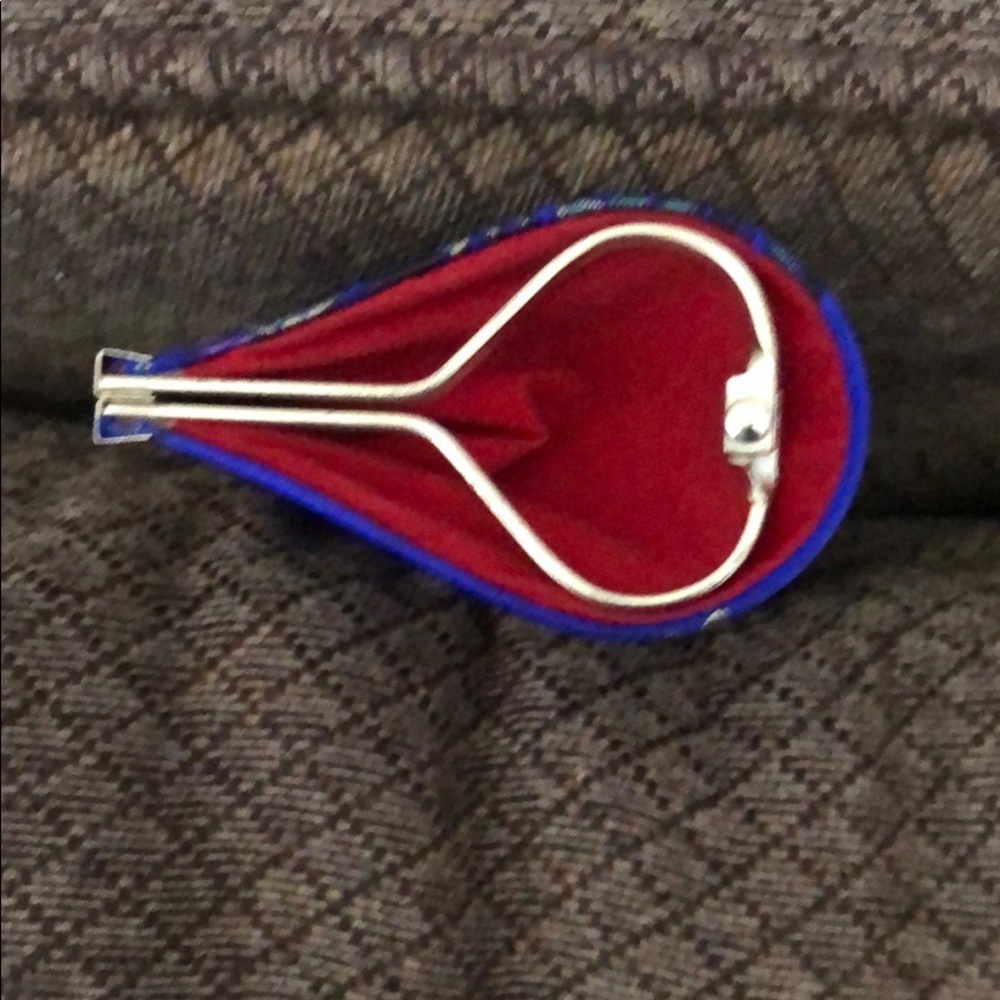 Blue satin floral change purse - Picture 4 of 5